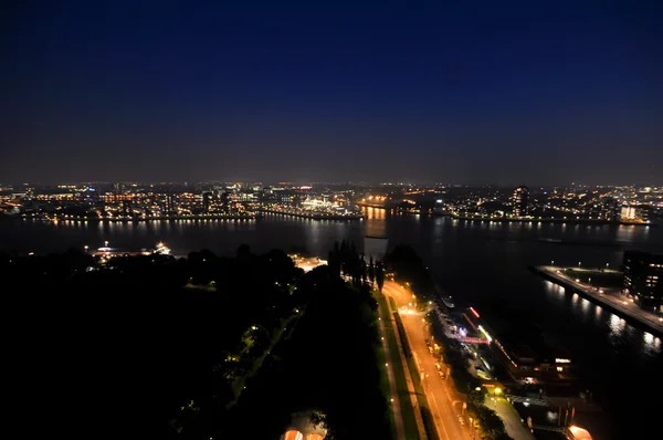 Rotterdam vue aérienne de nuit — Photo