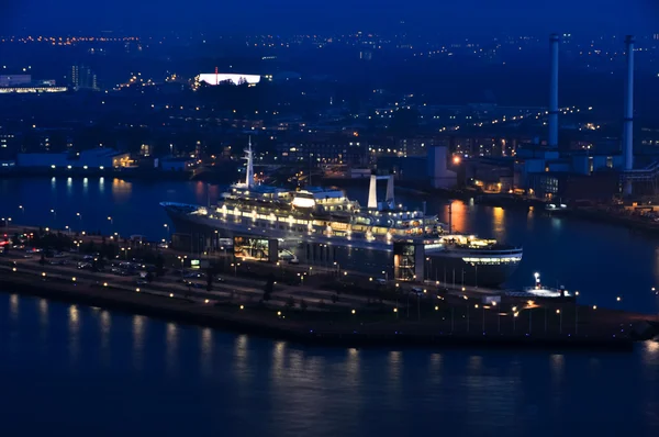 Rotterdam night aerial view — Stock Photo, Image