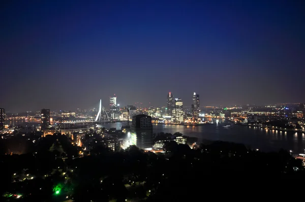 Rotterdam vue aérienne de nuit — Photo