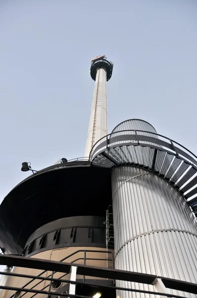 Low angle view of the top of the Euromast against the sky — Stock Photo, Image