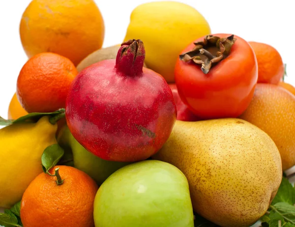 stock image A lot of different tropical fruits closeup