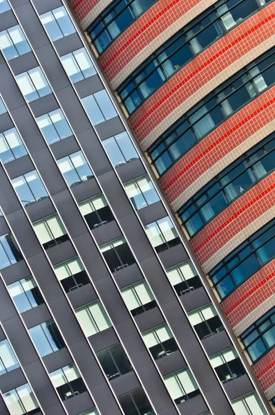 Close-up on the wall with the windows of modern buildings — Stock Photo, Image