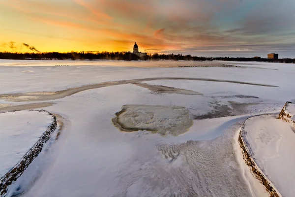 Stock image Wascana lake freezing