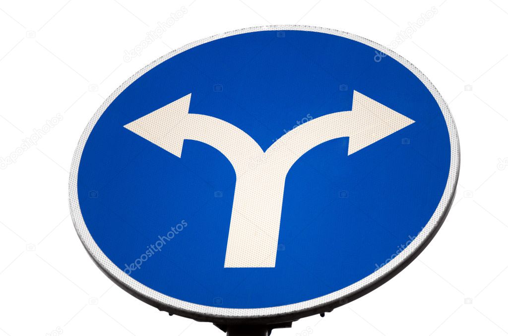 Directional traffic sign isolated