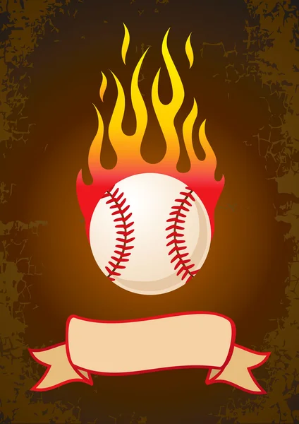 Béisbol en llamas — Vector de stock