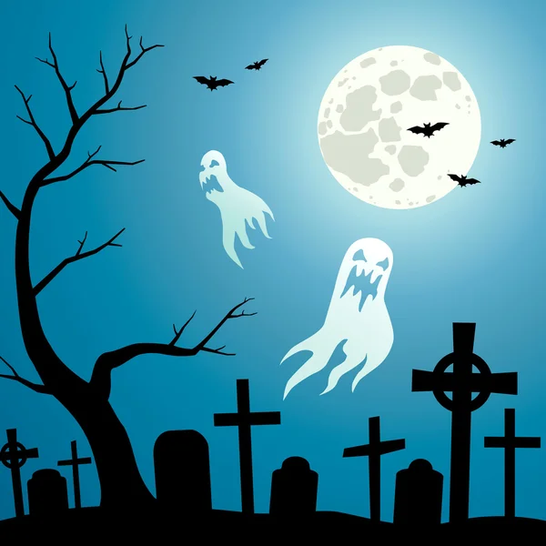 墓地と幽霊 — ストックベクタ