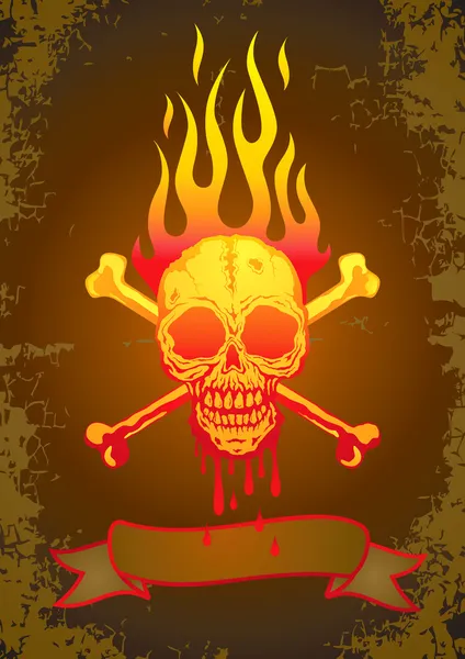 Illustration du crâne en flammes — Image vectorielle