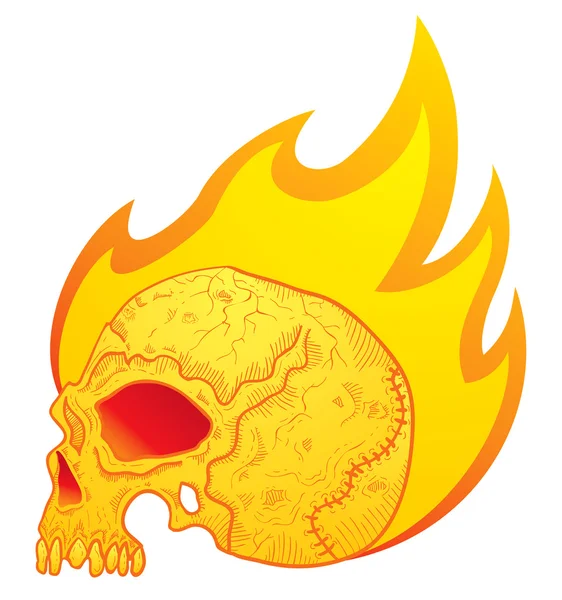 Illustratie van de schedel in vlammen — Stockvector