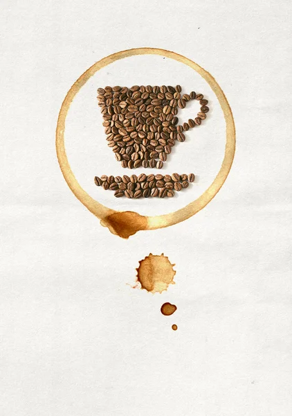 Tazza di caffè a base di chicchi di caffè — Foto Stock