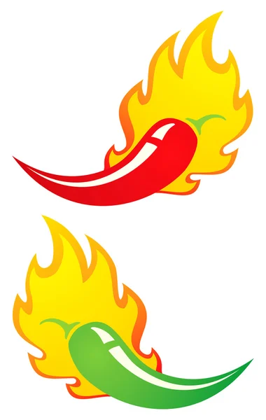 Chili en un fuego — Vector de stock