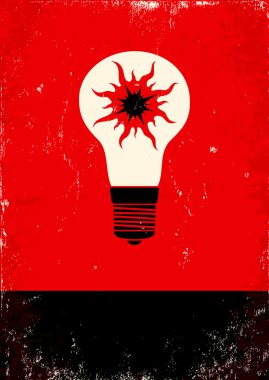 Red and black poster with bulb clipart