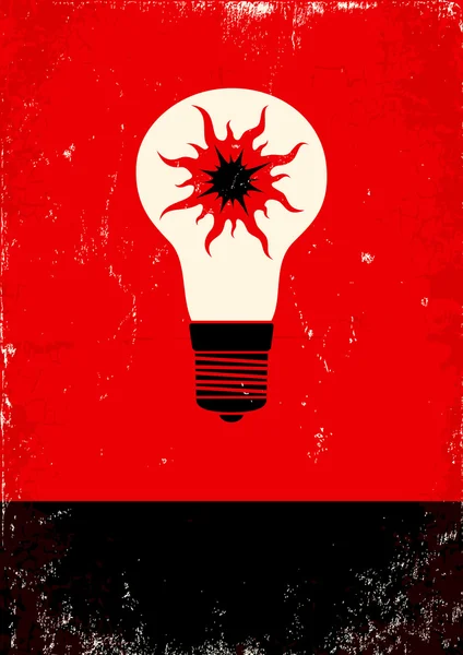 Red and black poster with bulb — Stockvector