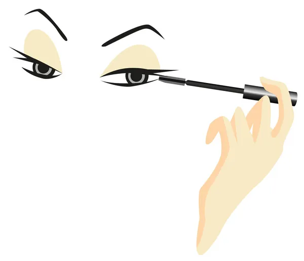 Bosquejo de ojos con maquillaje — Vector de stock