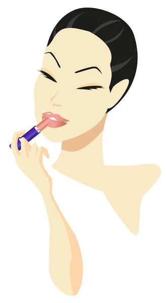 Femme appliquant le maquillage — Image vectorielle