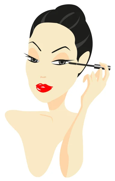 Kvinna Tillämpa make-up — Stock vektor