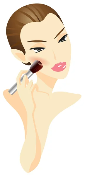 Woman Applying Make-up — Stock Vector