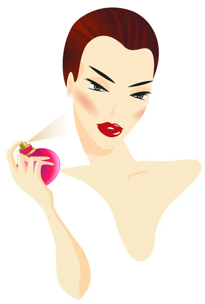 Femme appliquant un parfum — Image vectorielle