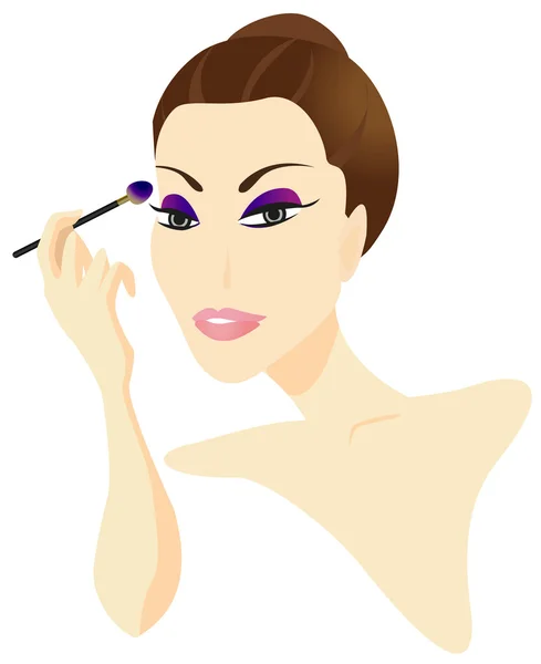 Kvinna Tillämpa make-up — Stock vektor