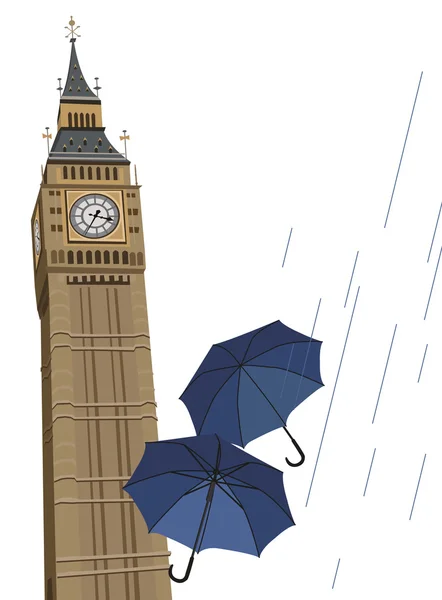 Μπιγκ Μπεν και ομπρέλες — Διανυσματικό Αρχείο