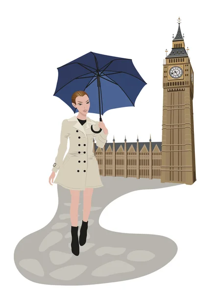 Mujer en Londres — Vector de stock
