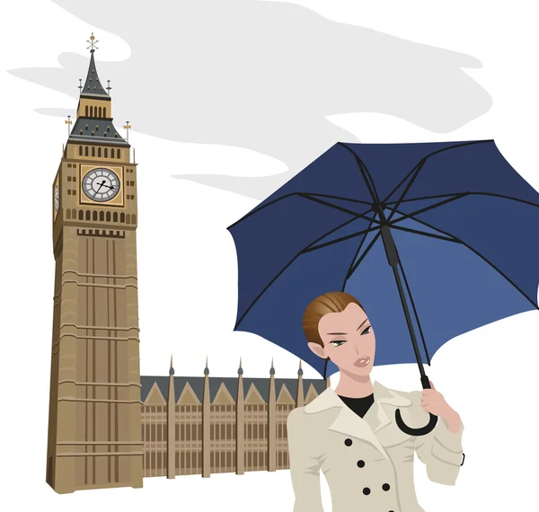 Femme à Londres — Image vectorielle