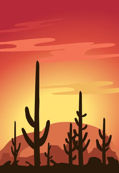 Cactus e deserto — Vettoriale Stock