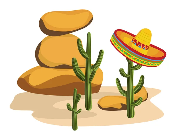 Sombrero di Cactus - Stok Vektor