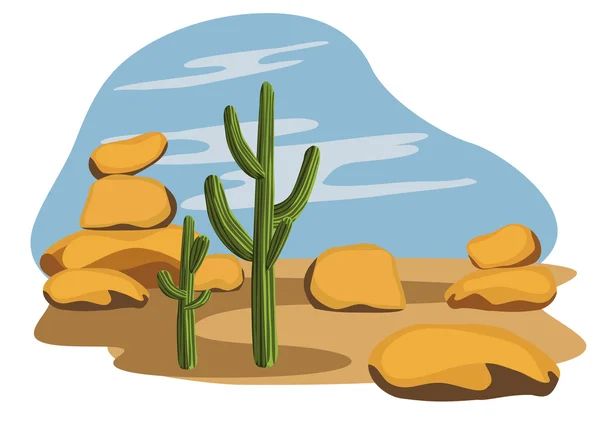 Cactus et désert — Image vectorielle