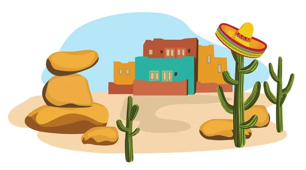 Sombrero sur Cactus — Image vectorielle