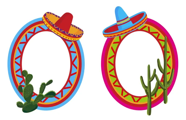 Bingkai dengan Simbol Meksiko - Stok Vektor