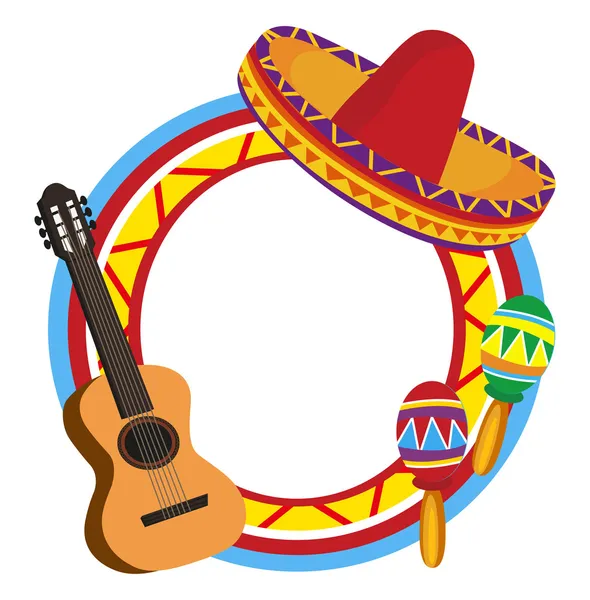 Cadre avec symboles mexicains — Image vectorielle