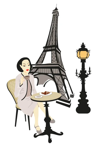 Donna a Parigi — Vettoriale Stock