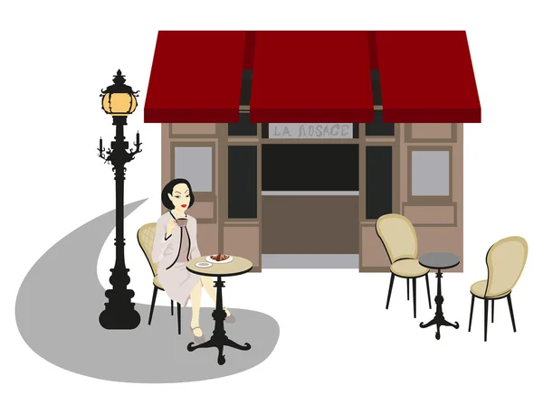 stock vector Woman at the Cafe