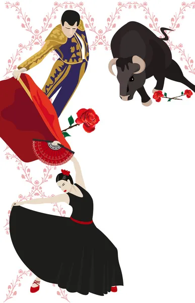 Flamenco en stierenvechten — Stockvector