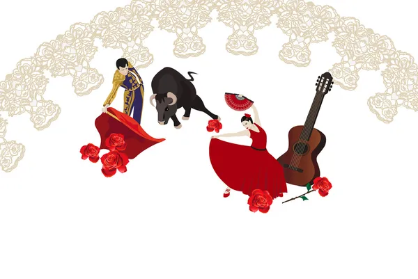 Flamenco e touradas — Vetor de Stock