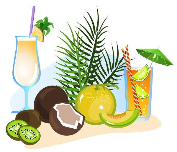 Cocktails en vruchten — Stockvector