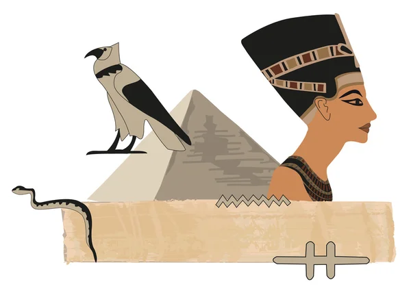 Bannière Papyrus Néfertiti — Image vectorielle