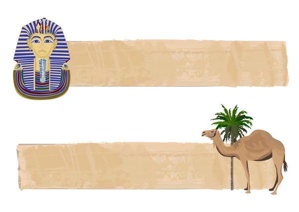 Banners de Tutankamón y Camello — Archivo Imágenes Vectoriales
