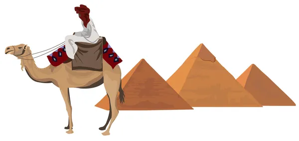 Los beduinos y las pirámides — Vector de stock