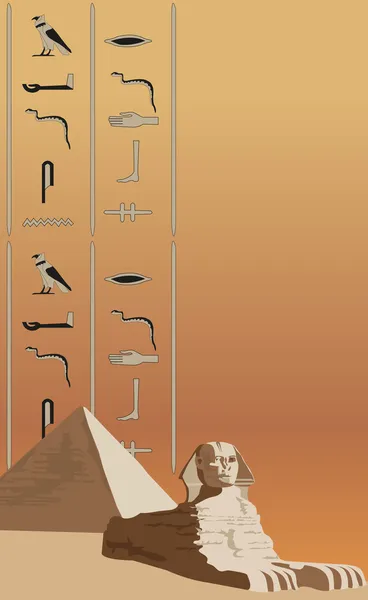 Esfinge e Hieróglifos — Vetor de Stock