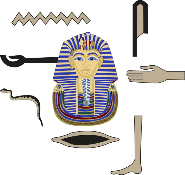 Tutankhamun och hieroglyfer — Stock vektor