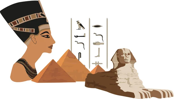 Nefertiti, és a piramisok — Stock Vector