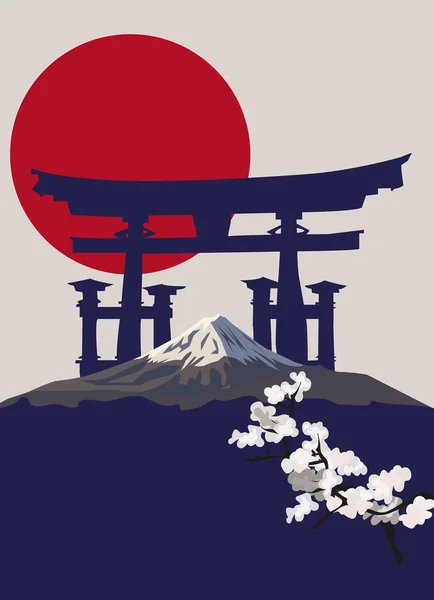 Monte Fuji y Puerta de Torii — Archivo Imágenes Vectoriales