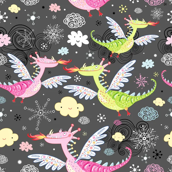 Pattern of dragons — Stock Vector
