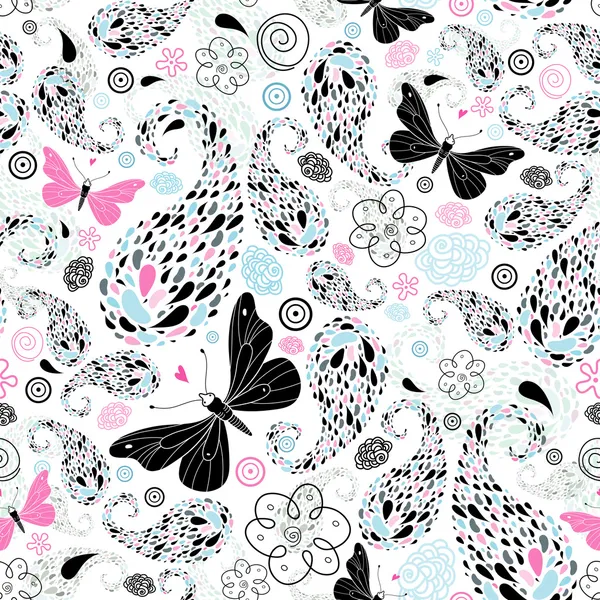 Abstract pattern with butterflies — Stock Vector