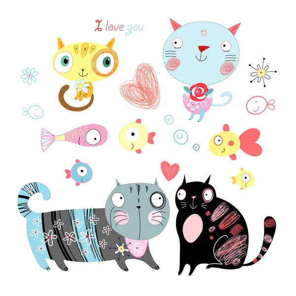 Cats aşk — Stok Vektör