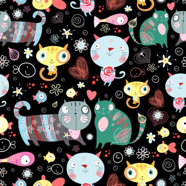 Texture of cat lovers clipart