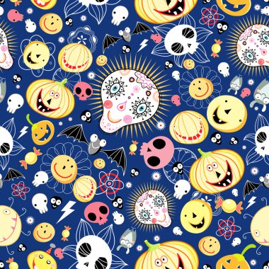 Texture of the skulls and pumpkins clipart