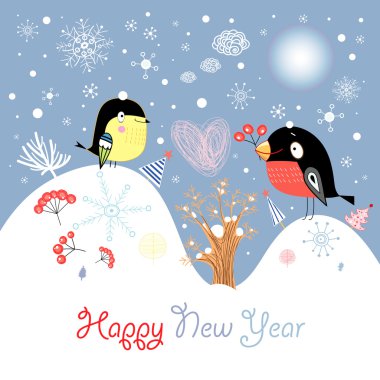 Christmas birds clipart