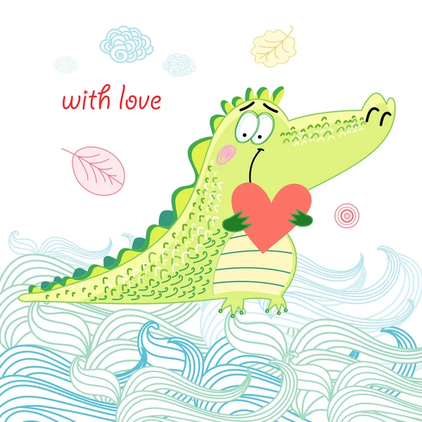Krokodýl v lásce — Stockový vektor